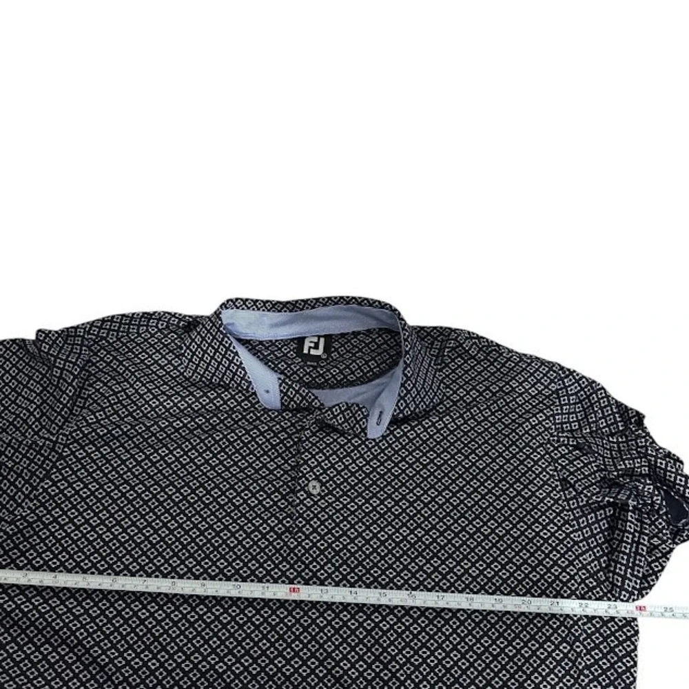 FootJoy FJ Blue Geometric All Over Print Performance Golf‎ Polo Shirt Mens L